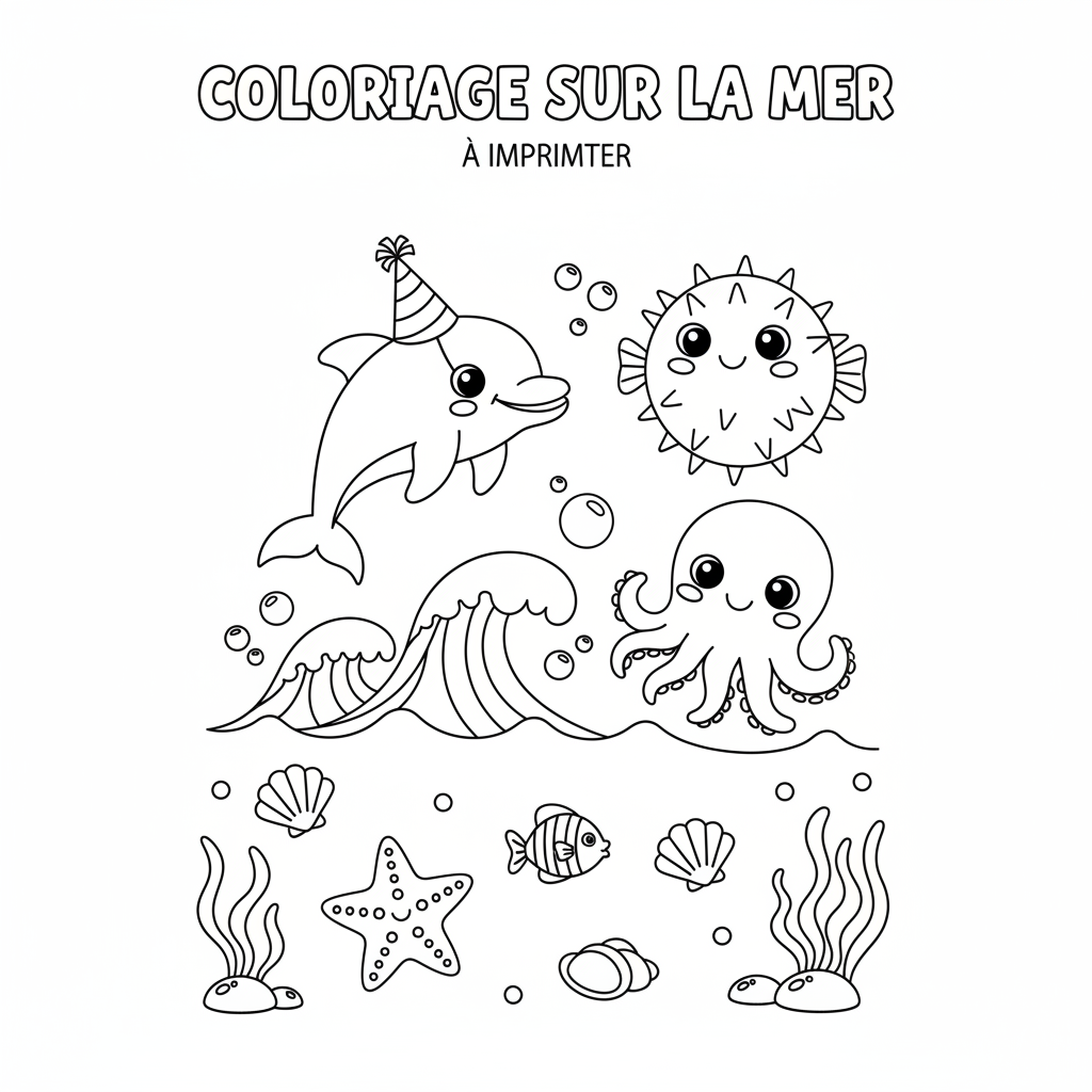 Coloriage Sur La Mer À Imprimer Gratuit pour les Enfants