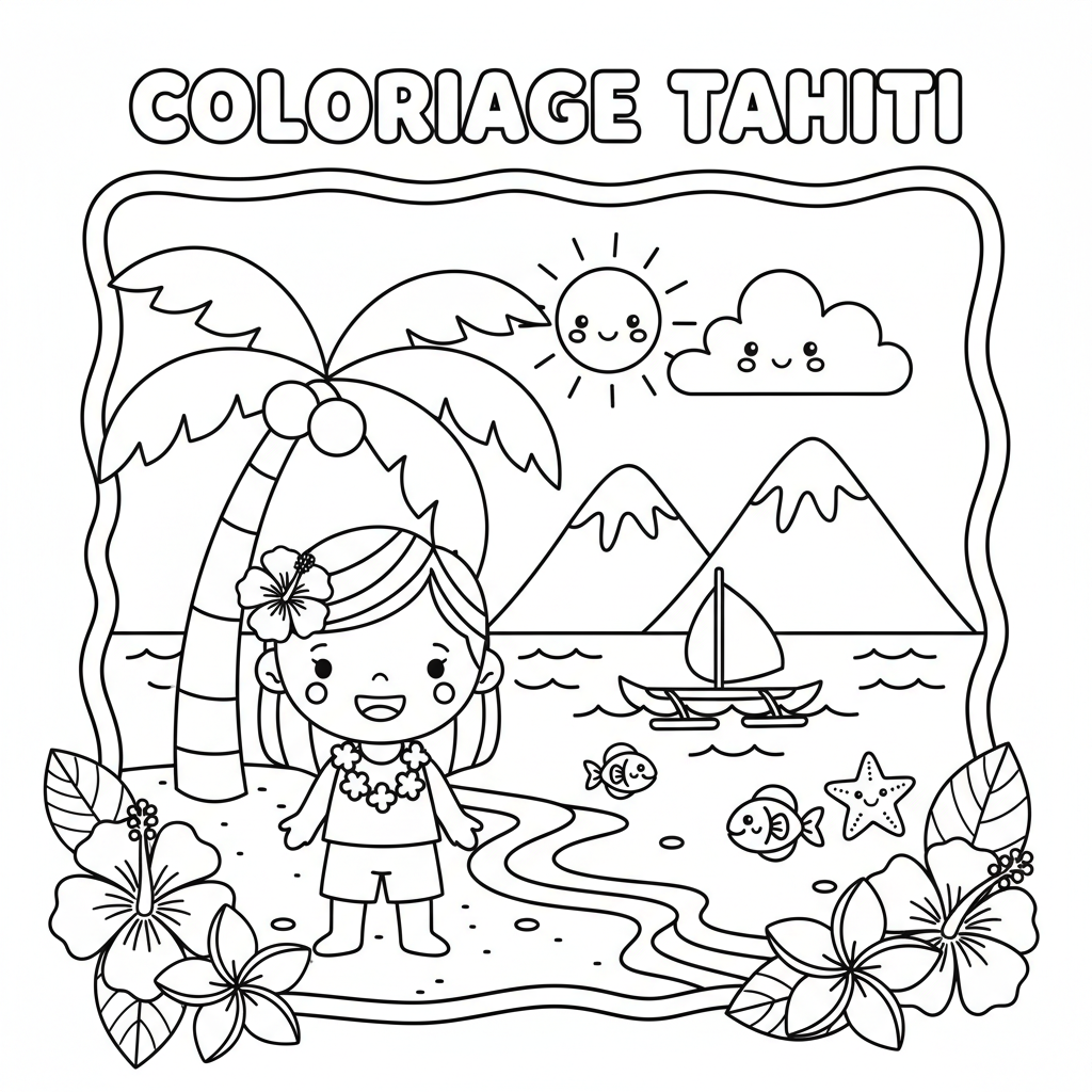 Coloriage Tahiti Gratuit à Imprimer pour les Enfants
