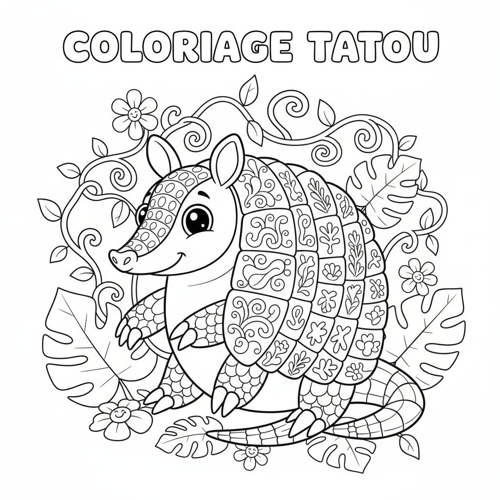 Coloriage Tatou Gratuit à Imprimer pour Enfants