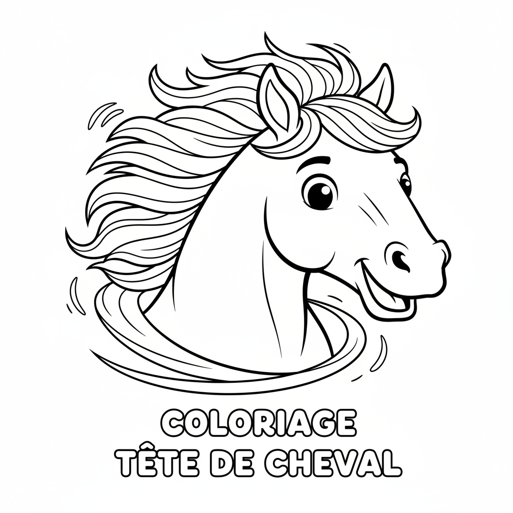 Coloriage coloriage tete de cheval 5