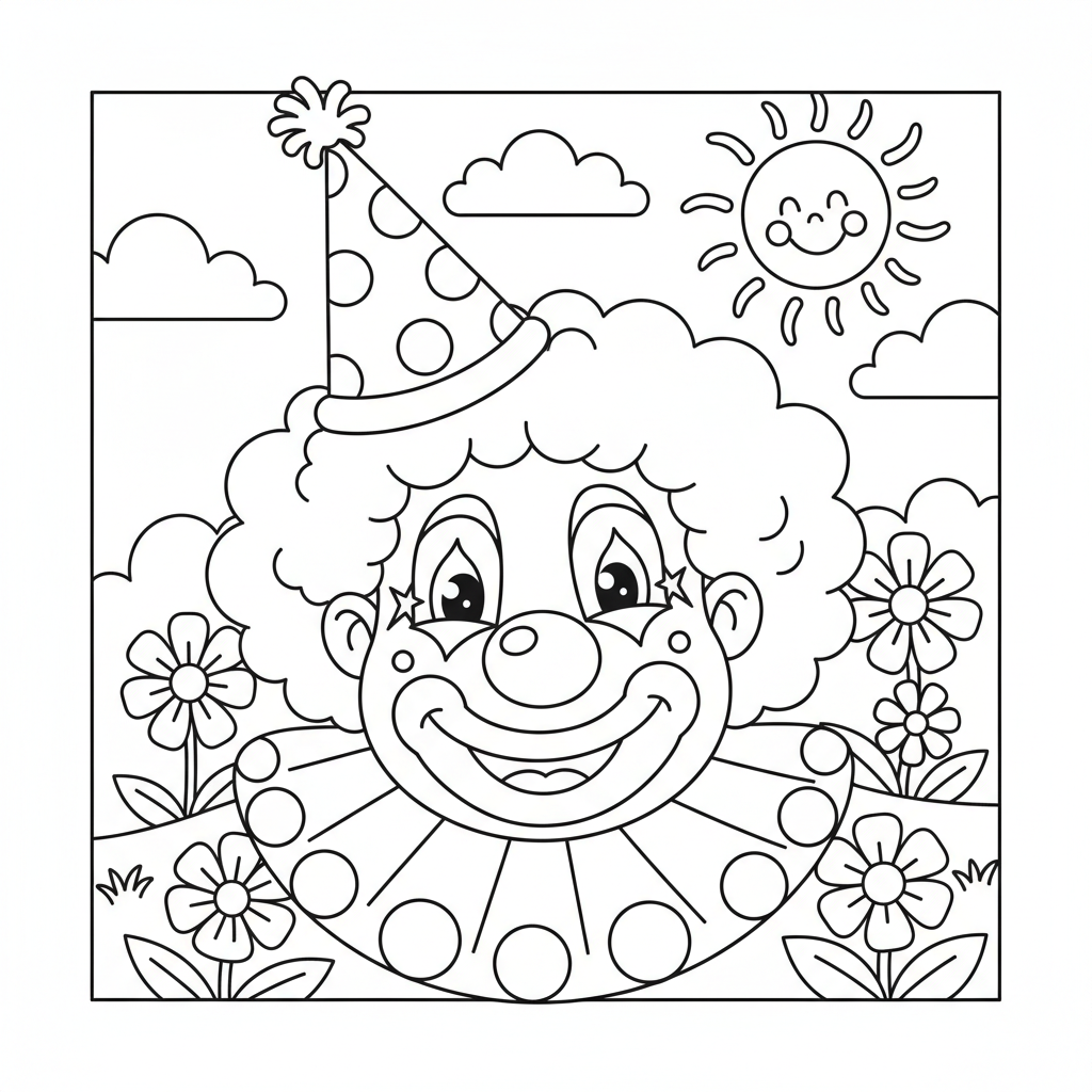 Coloriage coloriage tete de clown 3