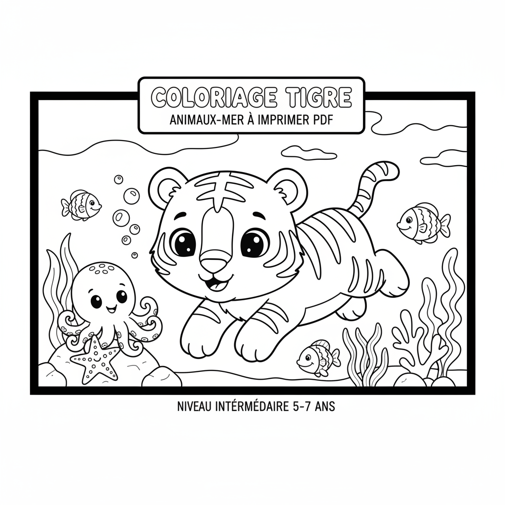 Coloriage coloriage tigre à imprimer pdf 2