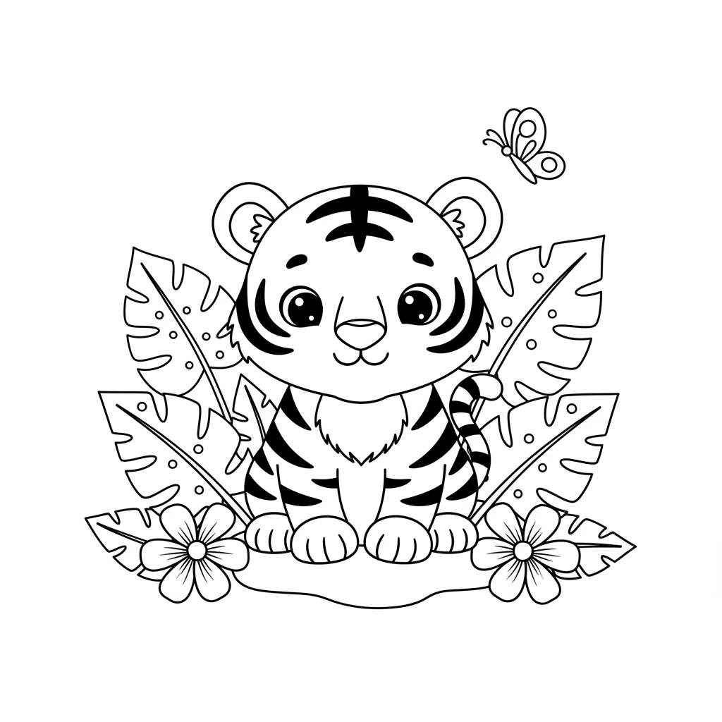 Coloriage coloriage tigre facile 2