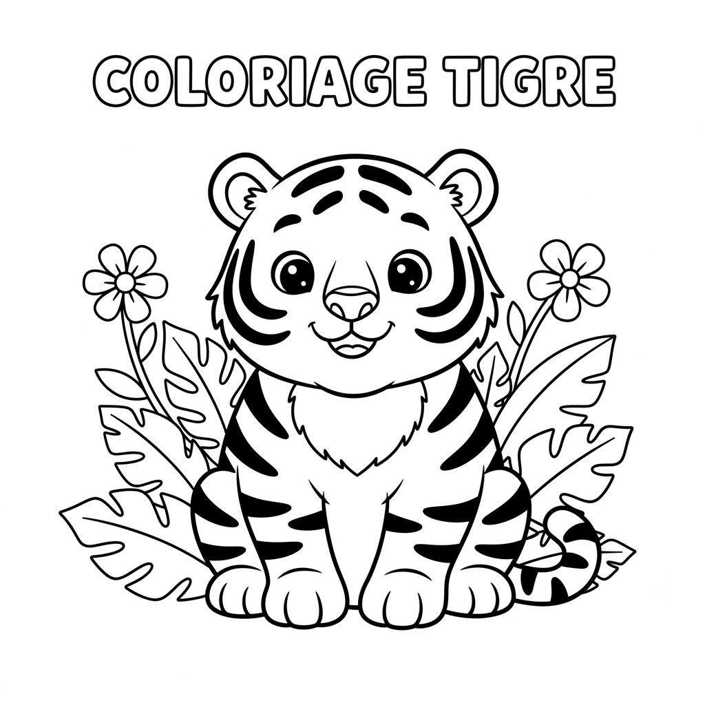 Coloriage Tigre Imprimer Gratuit pour les Enfants