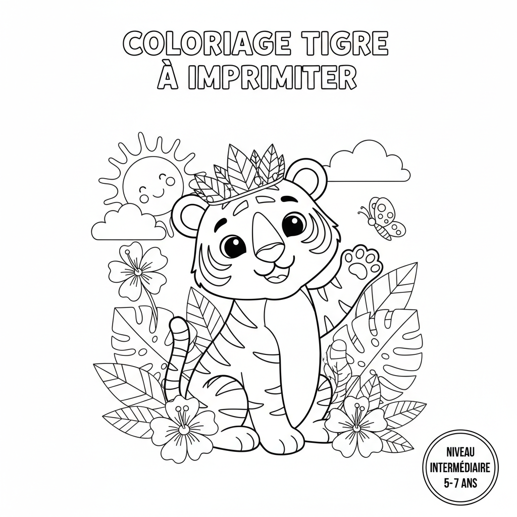 Coloriage coloriage tigre imprimer 2