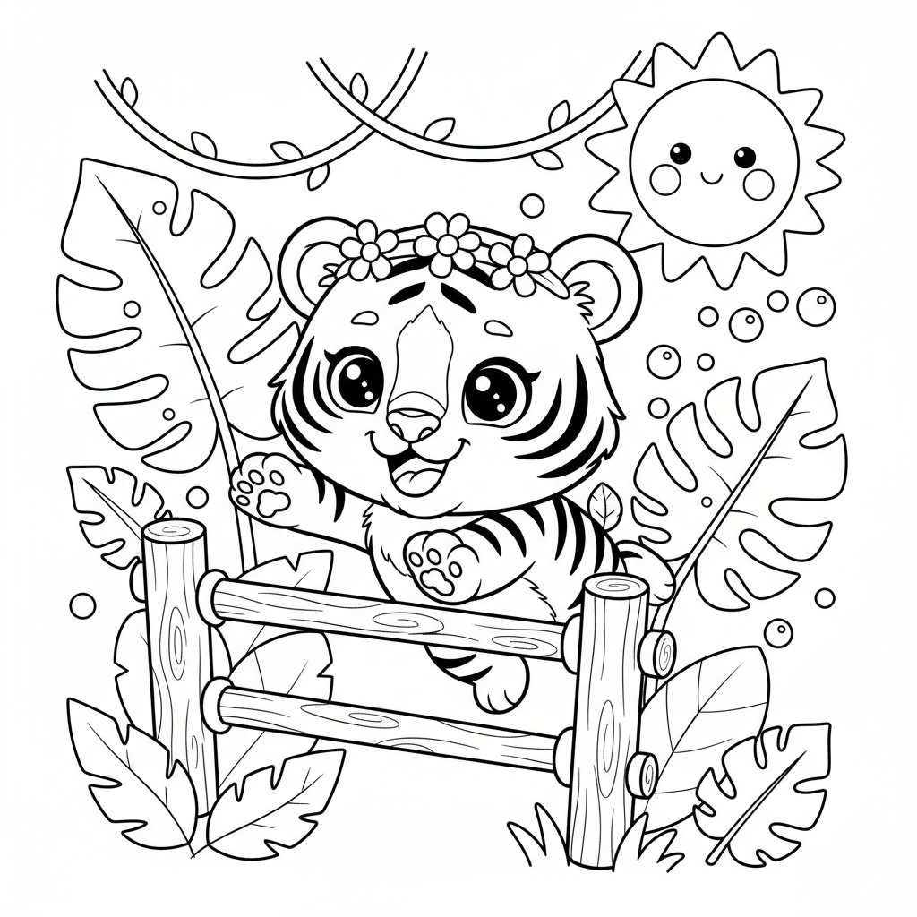 Coloriage coloriage tigre kawaii 5