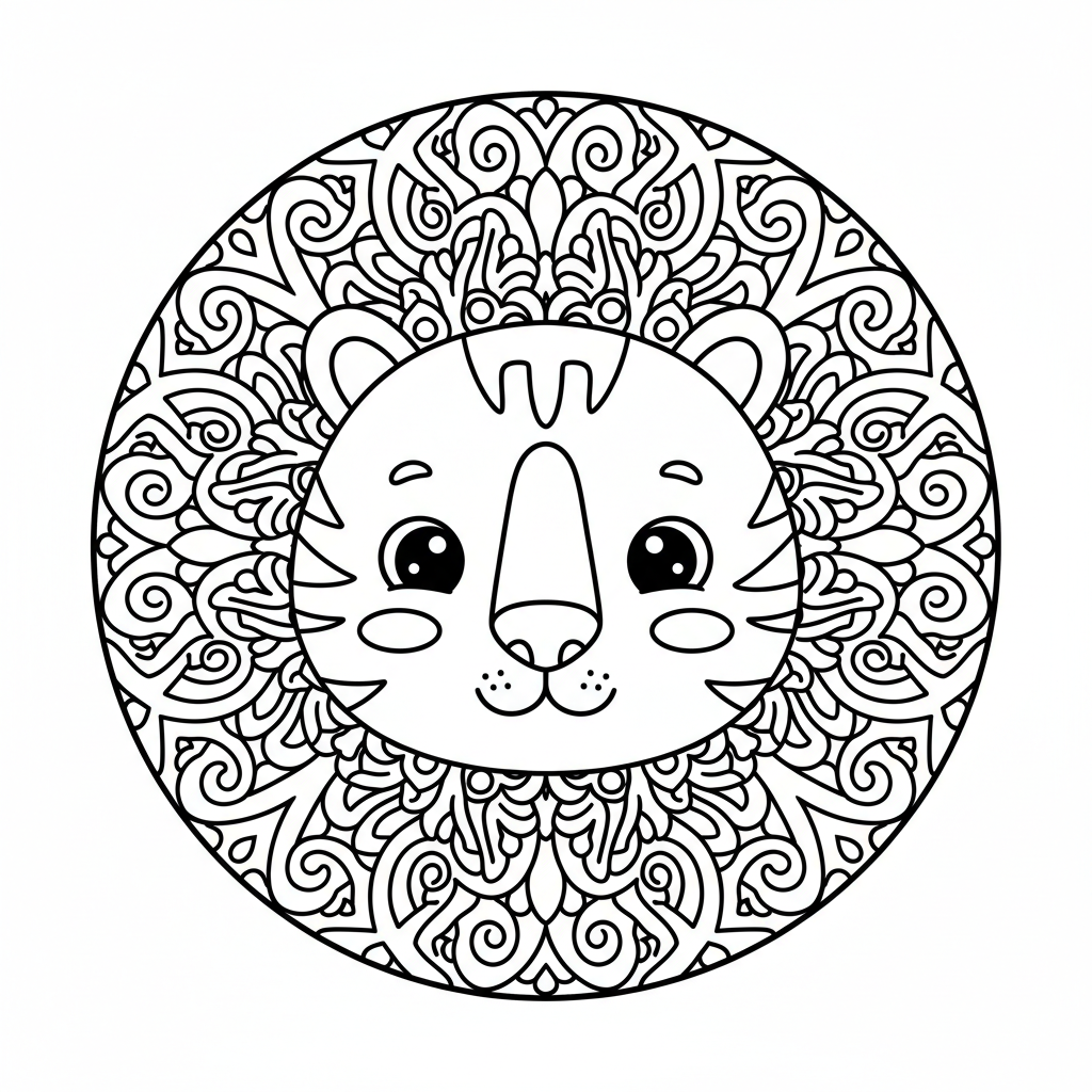 Coloriage Tigre Mandala Gratuit à Imprimer