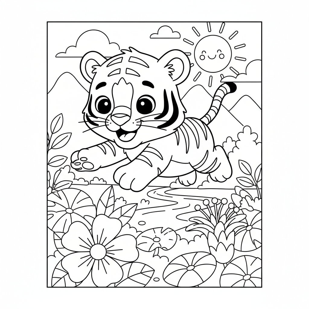 Coloriage coloriage tigre mignon 5