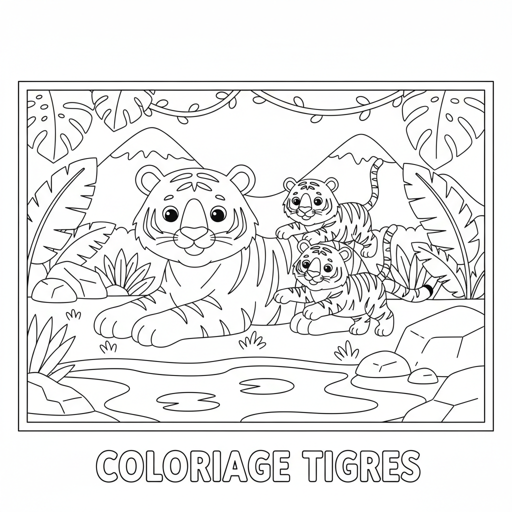 Coloriage coloriage tigres 3