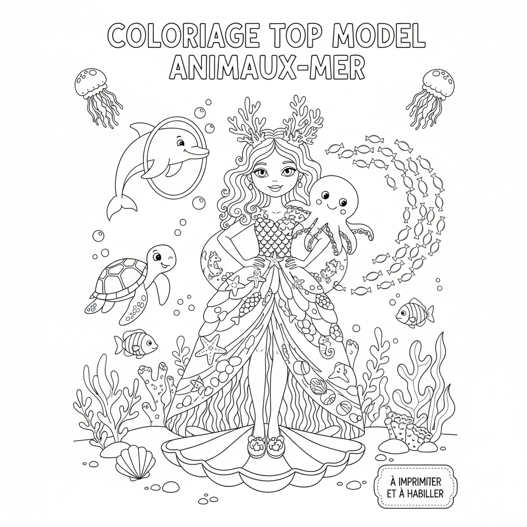 Coloriage coloriage top model à imprimer et à habiller 3