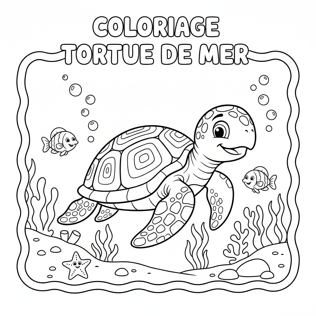 Coloriage coloriage tortue de mer à imprimer 3