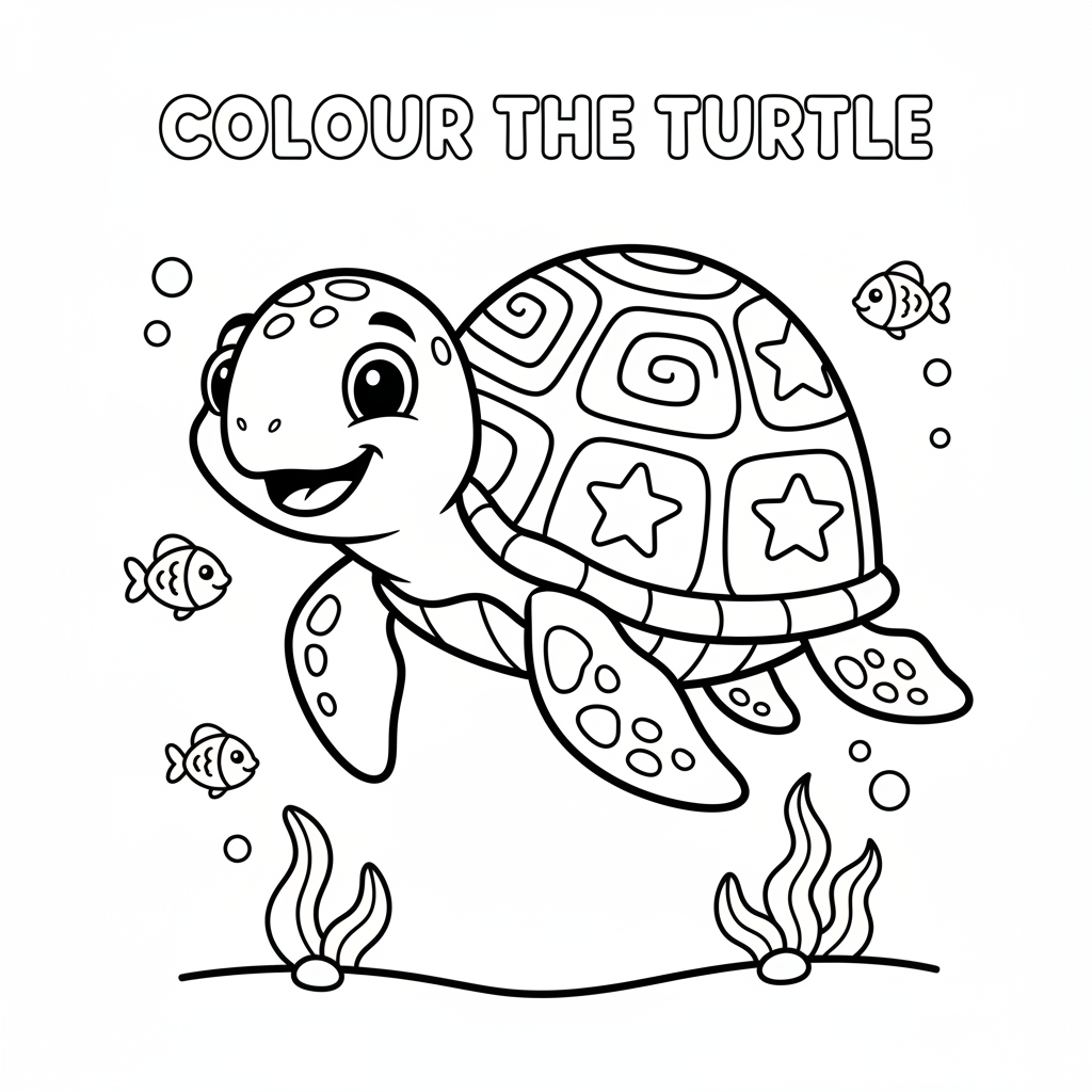 Coloriage Tortue Facile à Imprimer pour Enfants