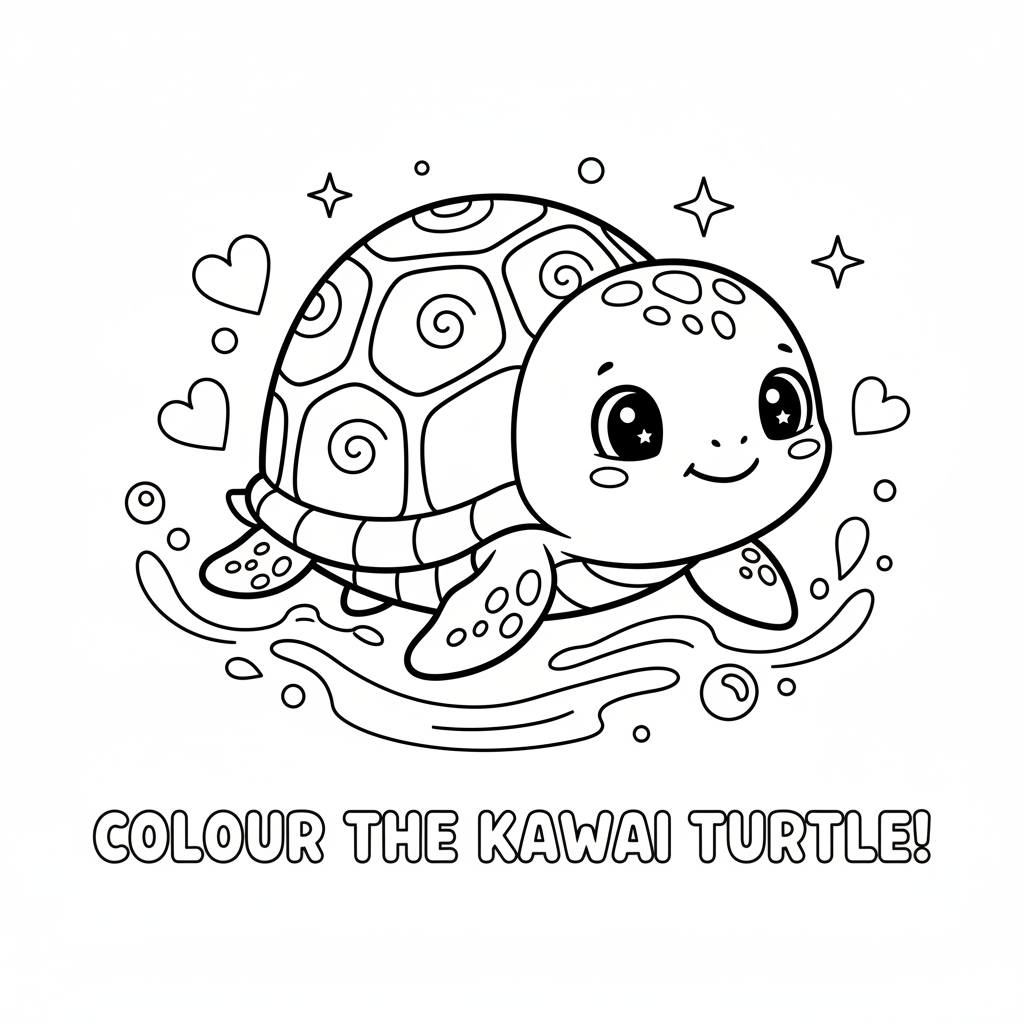 Coloriage Tortue Kawaii Gratuit à Imprimer