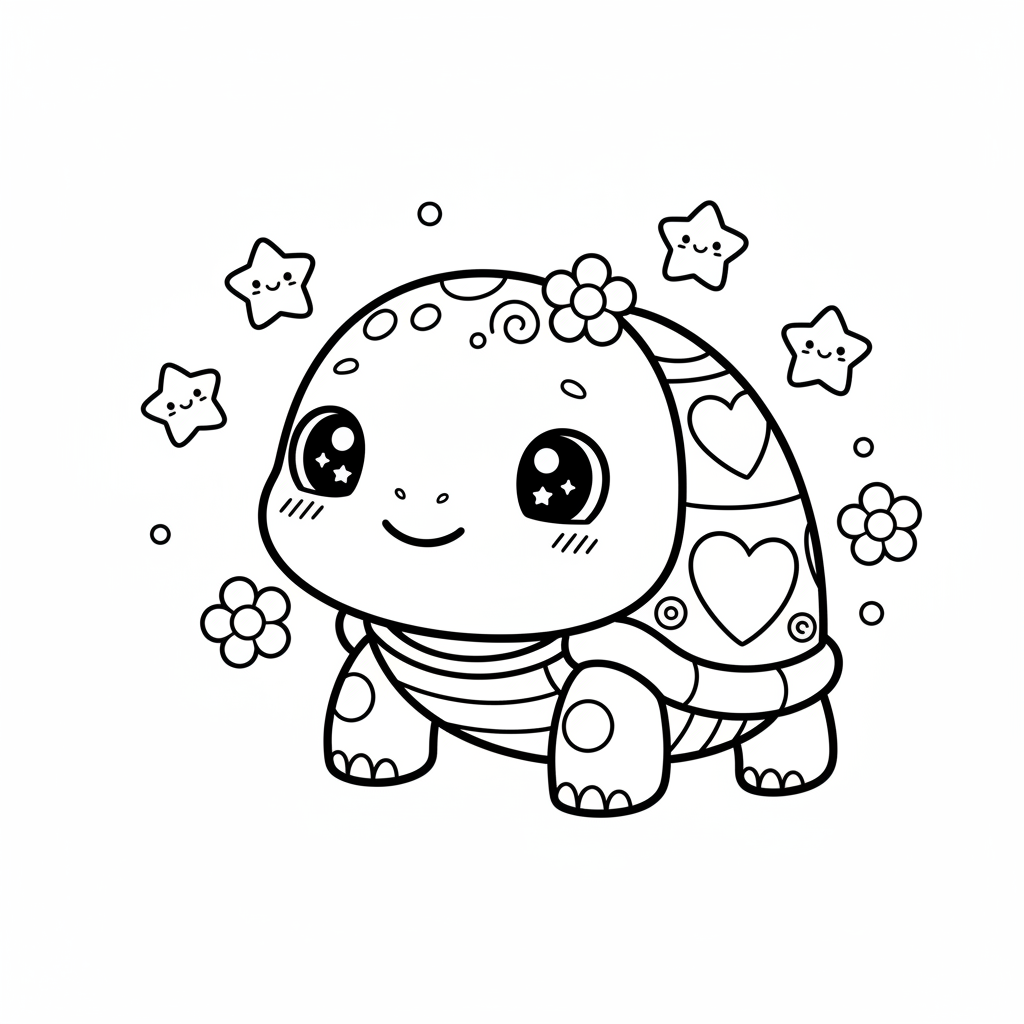 Coloriage coloriage tortue kawaii 4