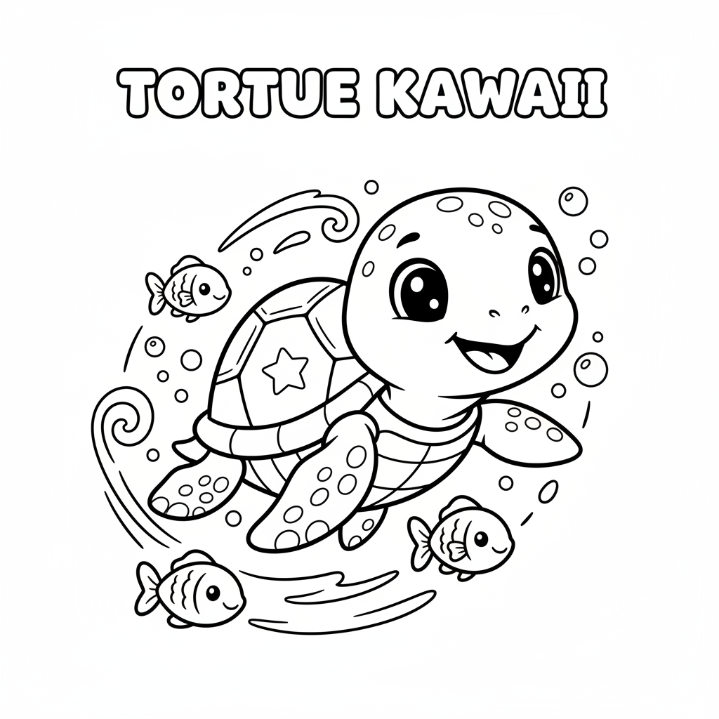 Coloriage coloriage tortue kawaii 5