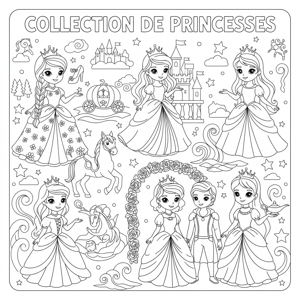 Coloriage coloriage toutes les princesses disney à imprimer 2