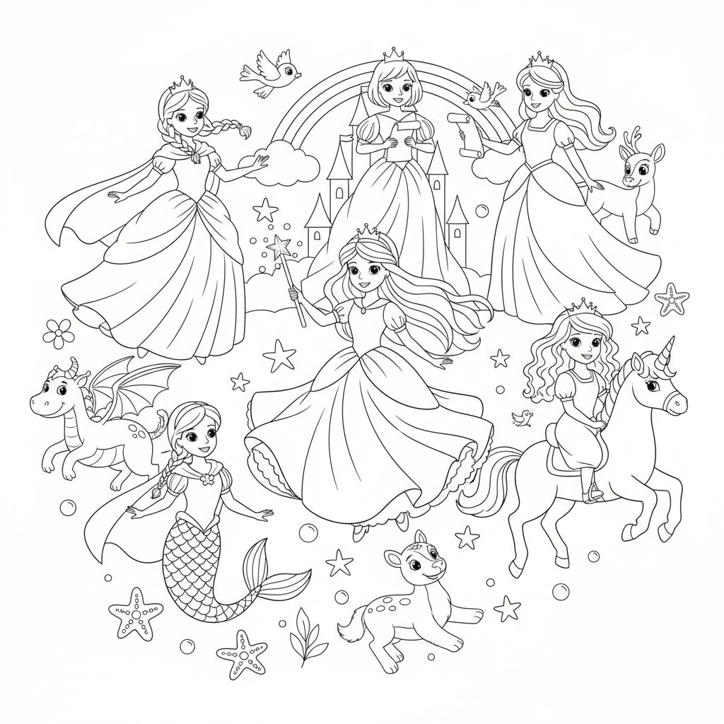 Coloriage coloriage toutes les princesses disney à imprimer 5