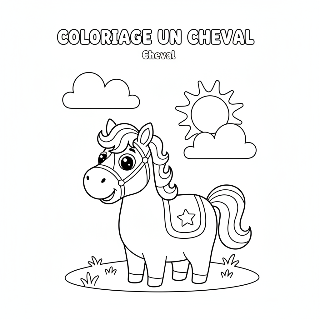 Coloriage Un Cheval Gratuit à Imprimer pour les Enfants