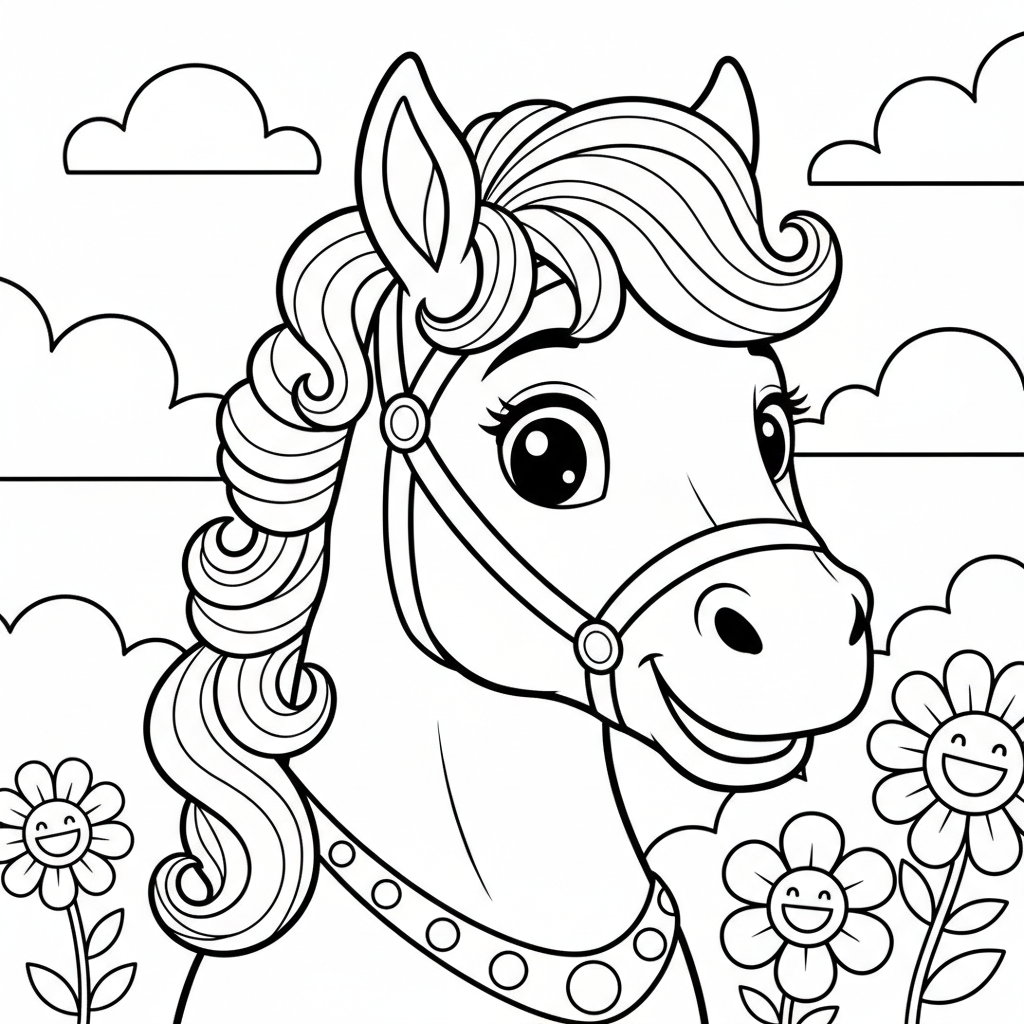 Coloriage coloriage un cheval 4