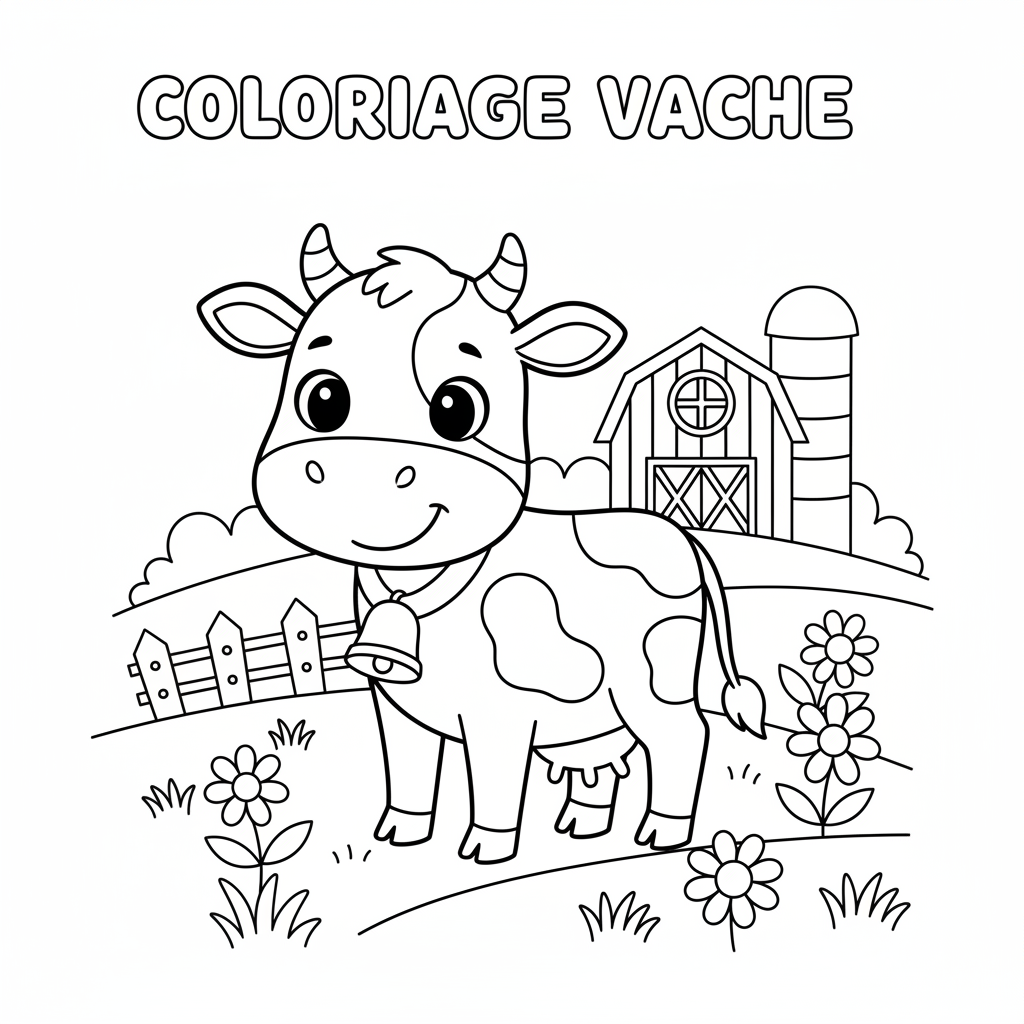 Coloriage Vache à Imprimer Gratuit pour les Enfants