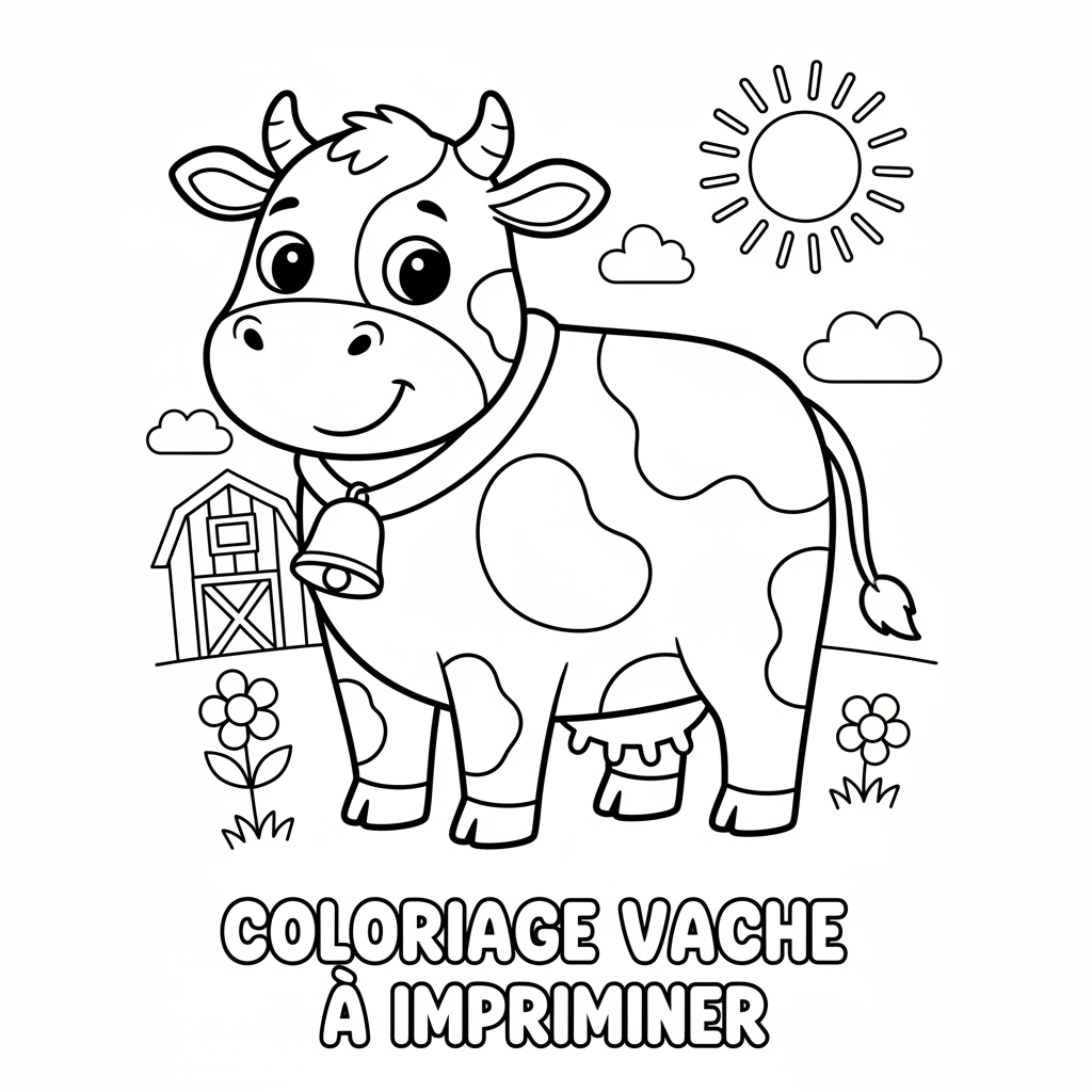 Coloriage Vache Imprimer Gratuit pour les Enfants