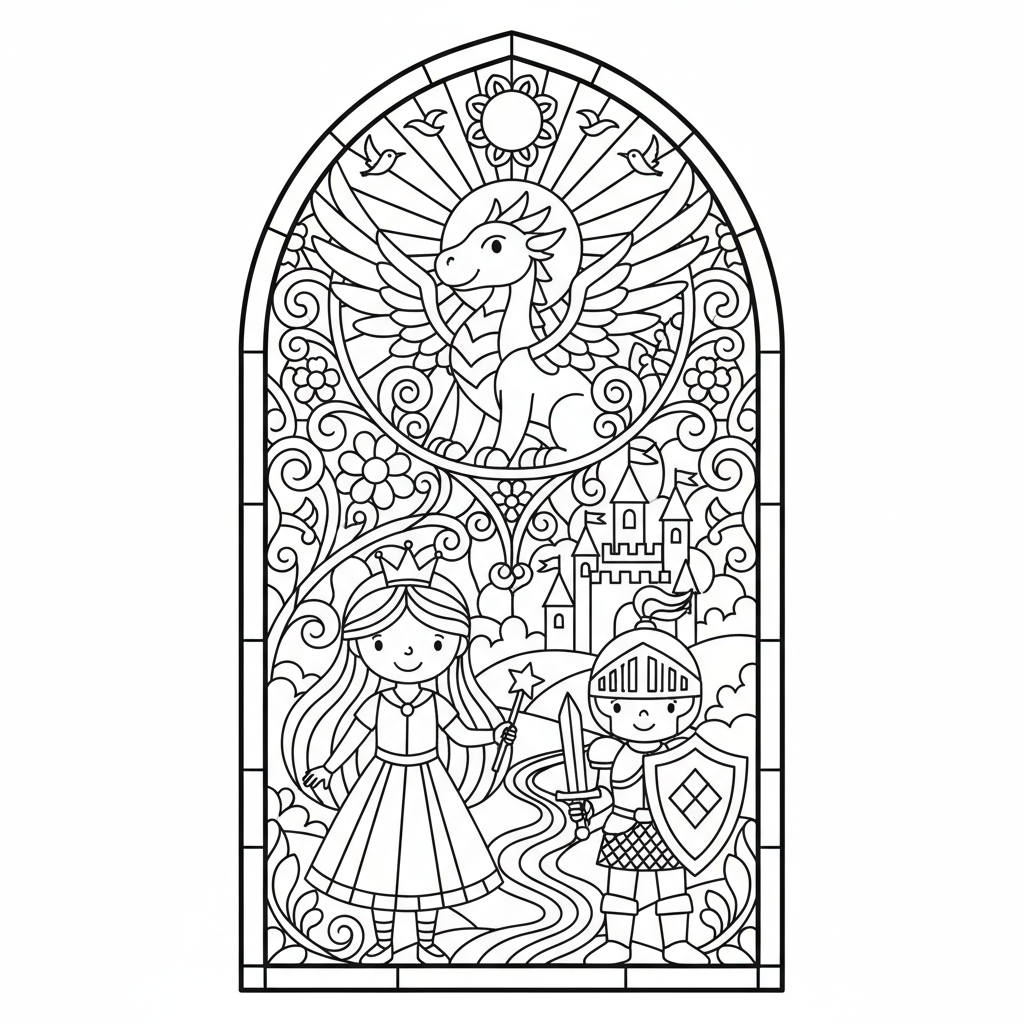 Coloriage coloriage vitraux disney 2