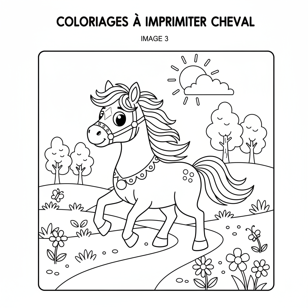 Coloriage coloriages à imprimer cheval 3