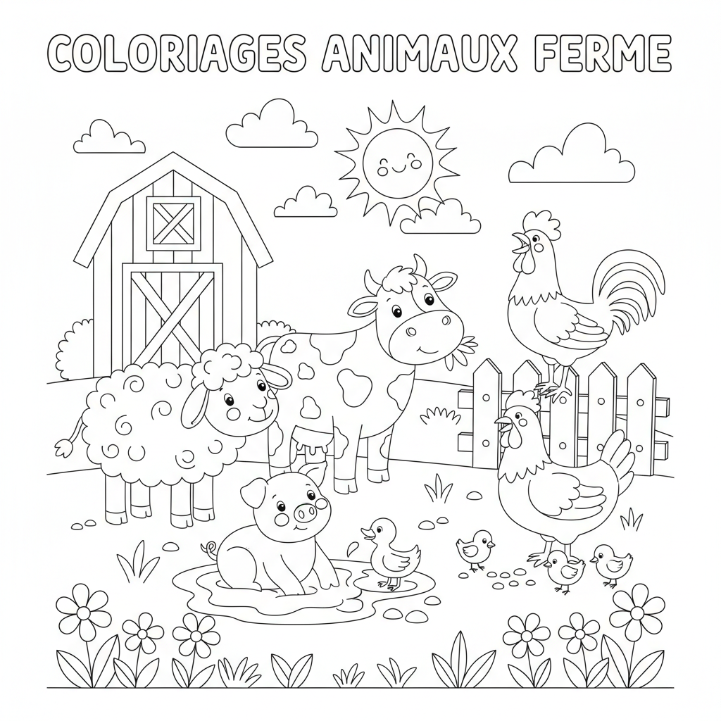 Coloriage coloriages animaux ferme 2