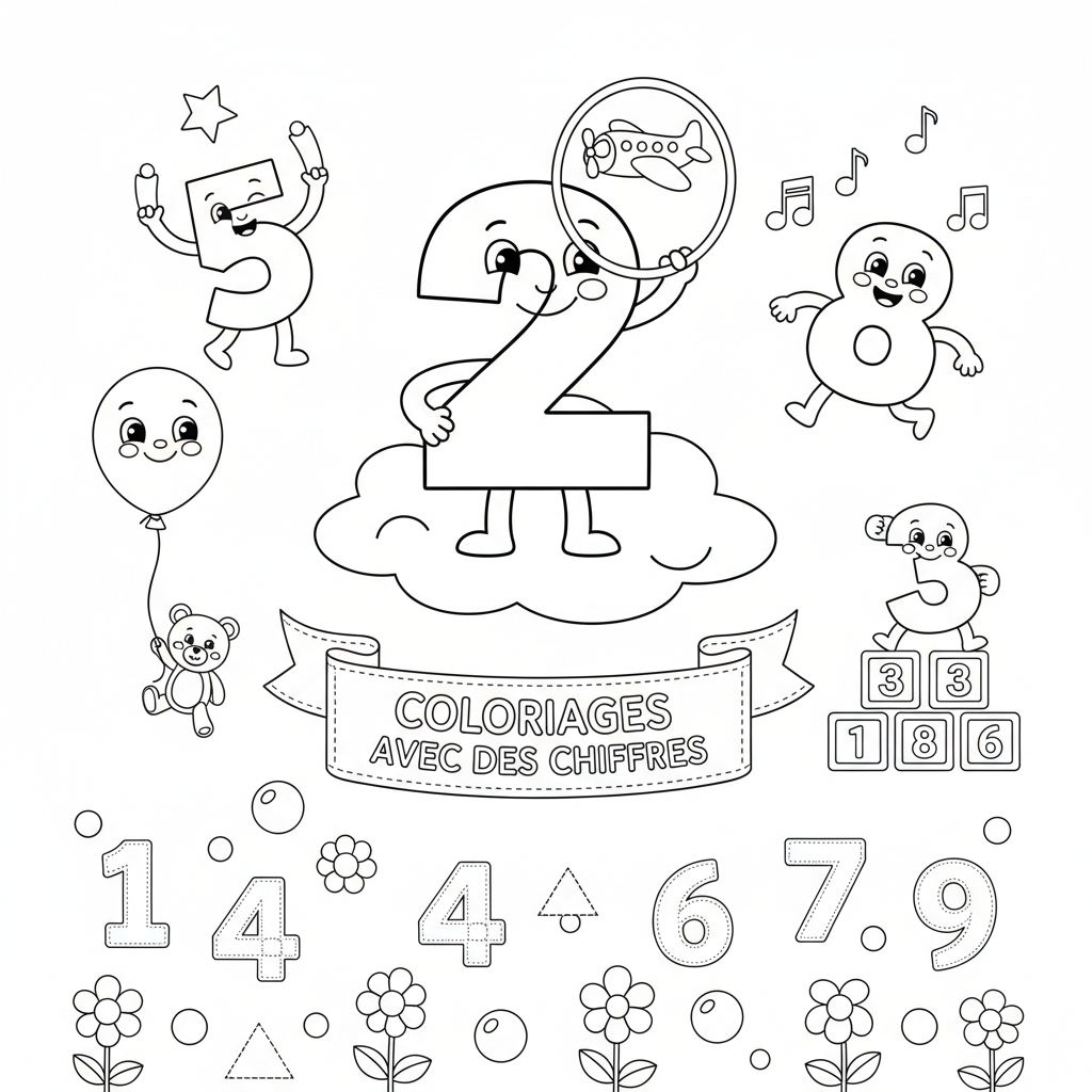 Coloriage coloriages avec des chiffres 2