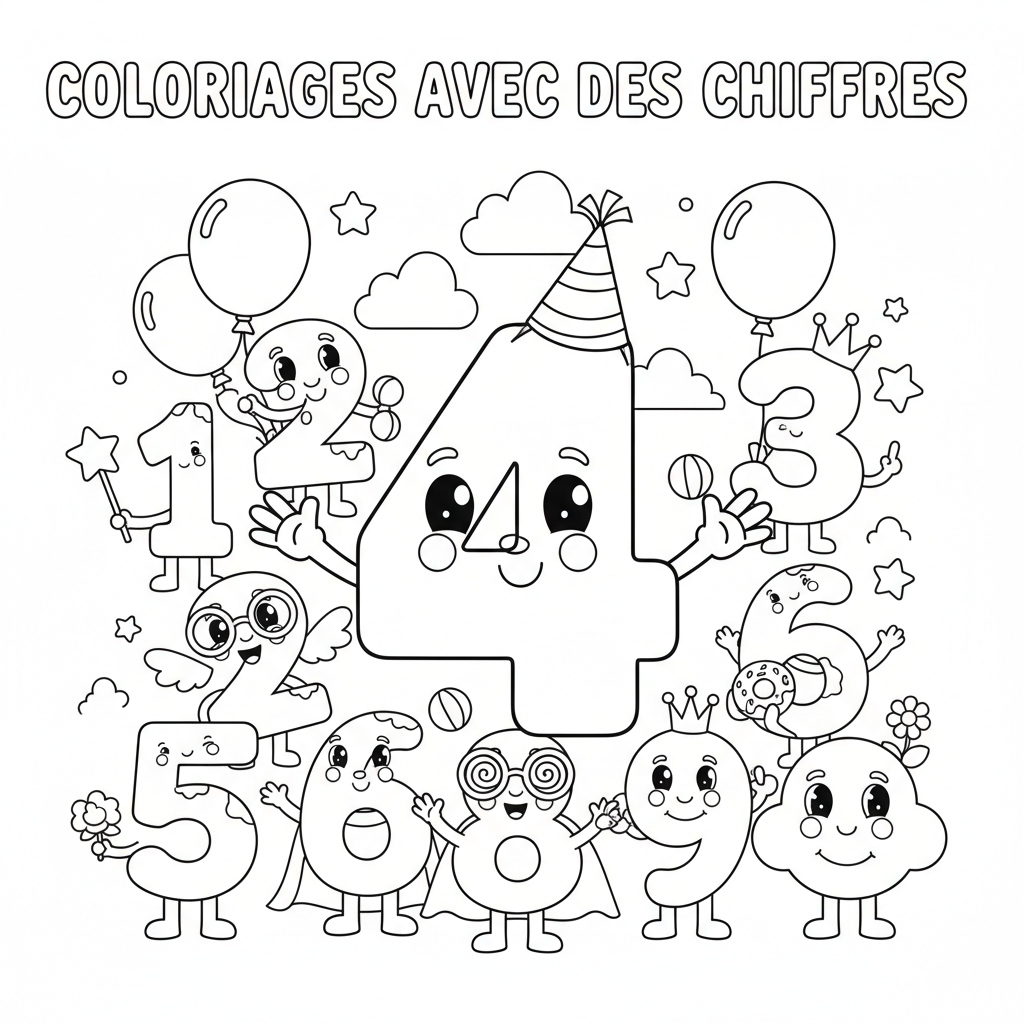 Coloriage coloriages avec des chiffres 4