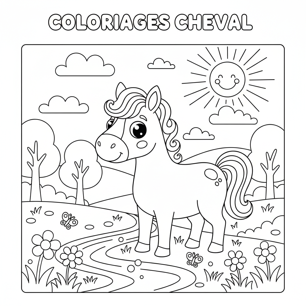 Coloriage coloriages cheval 3