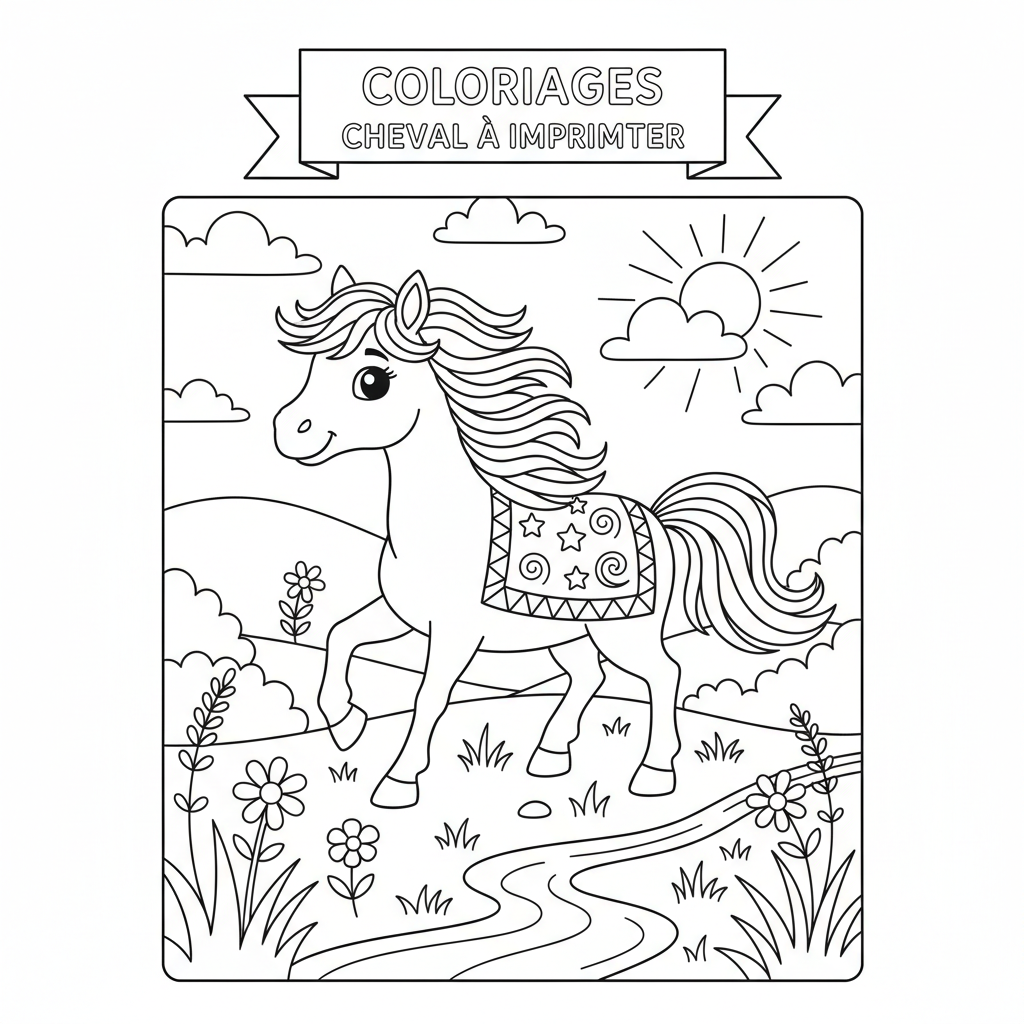 Coloriage coloriages cheval a imprimer 3