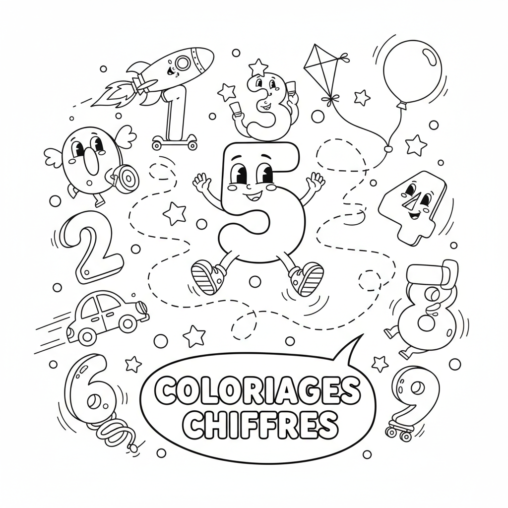 Coloriage coloriages chiffres 5