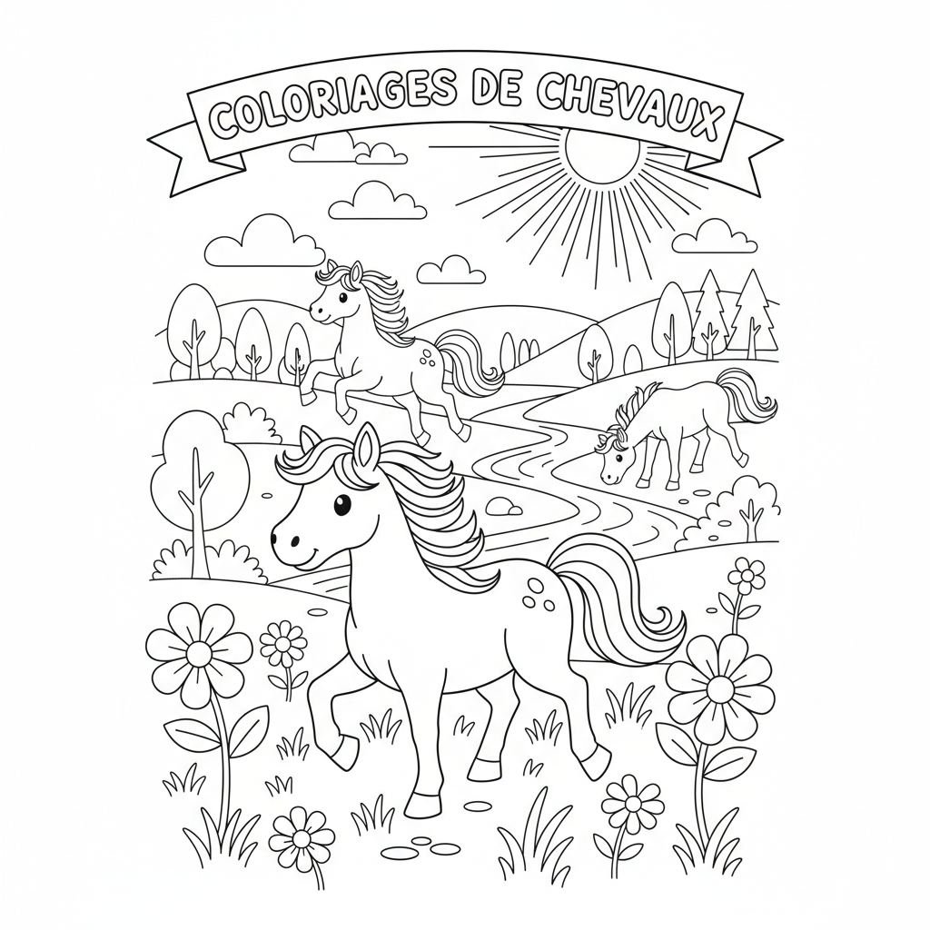 Coloriage coloriages de chevals 3