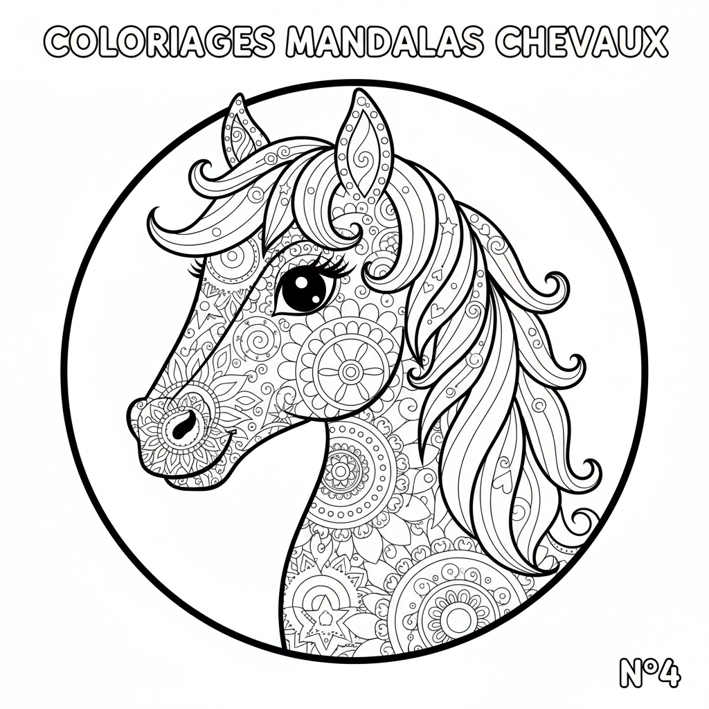 Coloriage coloriages mandalas chevaux 4