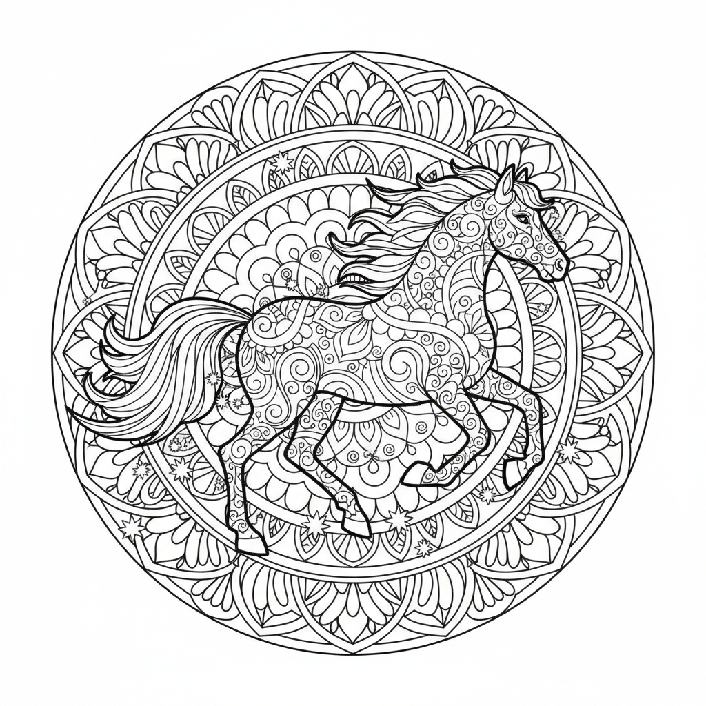 Coloriage coloriages mandalas chevaux 5
