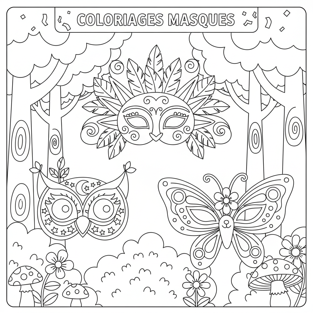 Coloriage coloriages masques 3