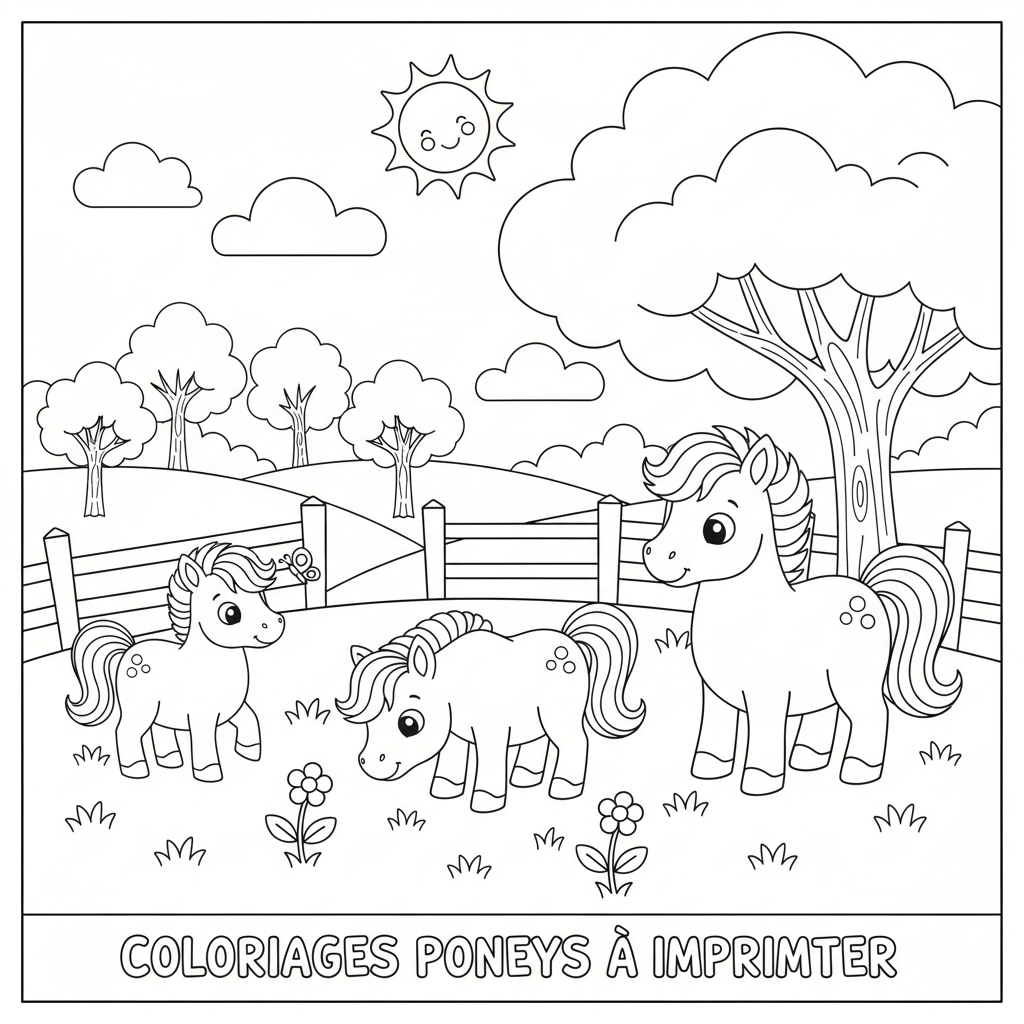 Coloriage coloriages poneys à imprimer 3