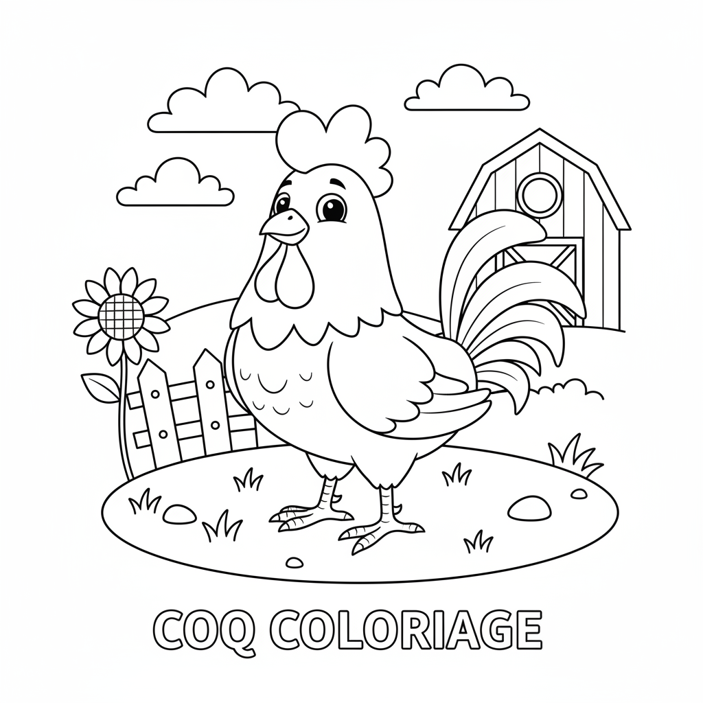 Coloriage coq coloriage 3
