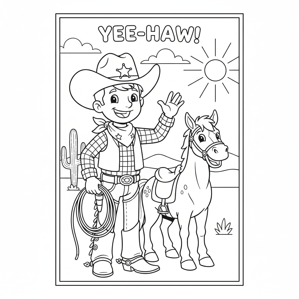 Coloriage cowboy coloriage 2