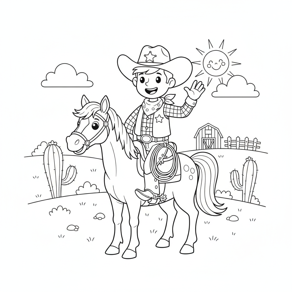 Coloriage cowboy coloriage 3