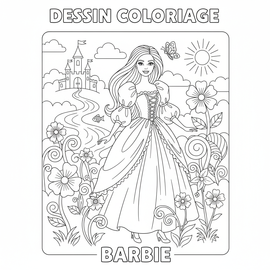 Coloriage dessin coloriage barbie 3