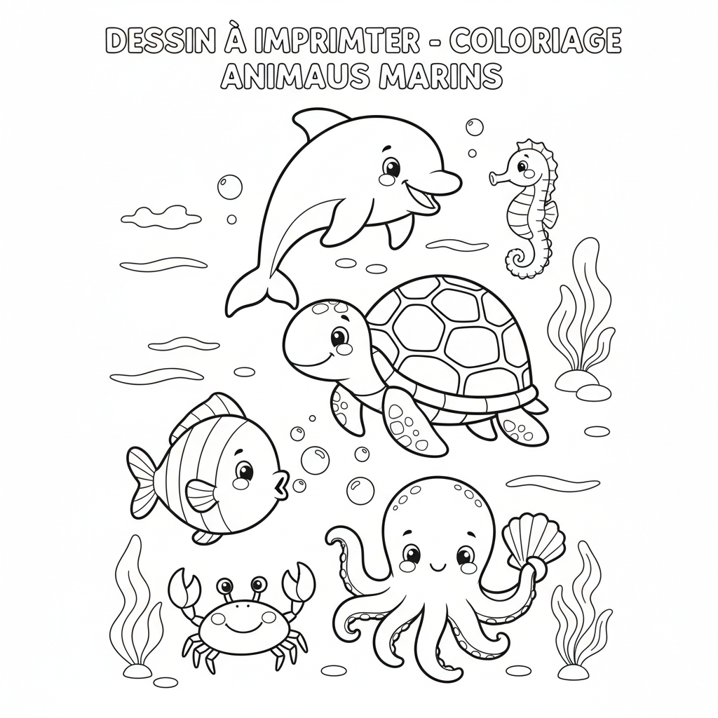 Coloriage Dessin Imprimer Coloriage Animaux de la Mer