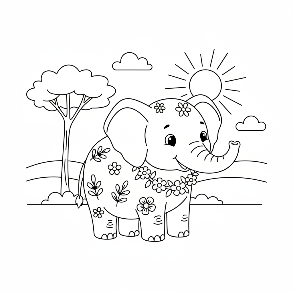 Coloriage éléphant coloriage 2