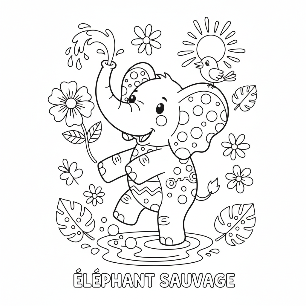 Coloriage éléphant coloriage 5