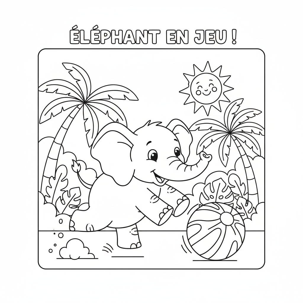 Coloriage elephant coloriage 5