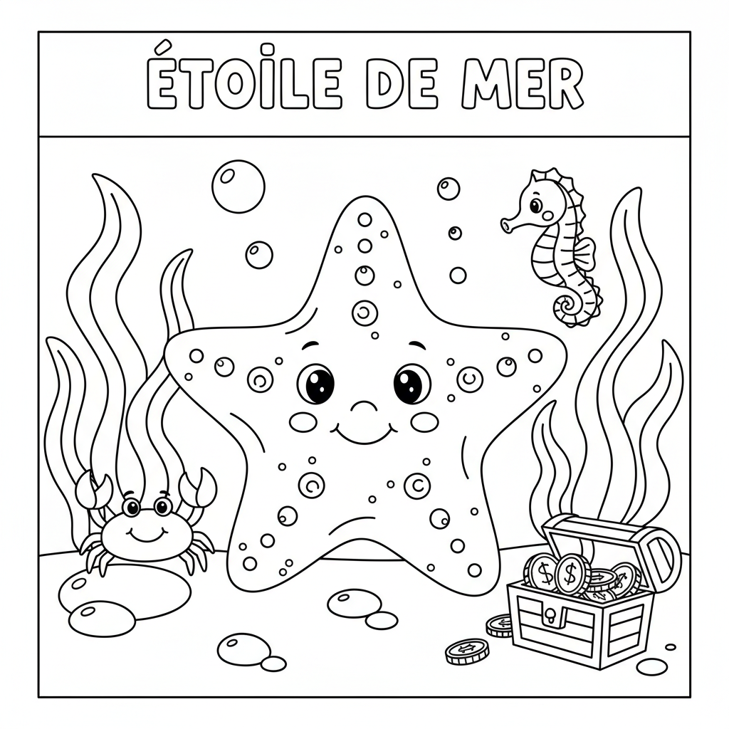 Coloriage etoile de mer coloriage 3