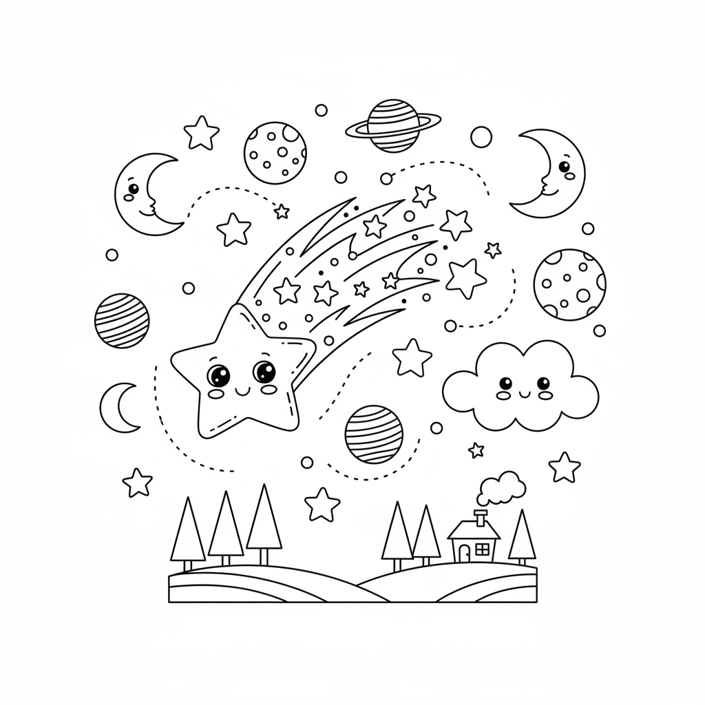 Coloriage etoile filante coloriage 2