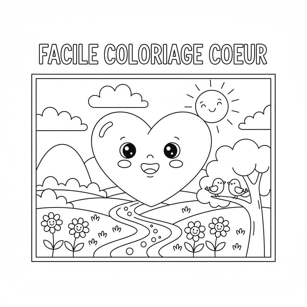 Coloriage facile coloriage coeur 3