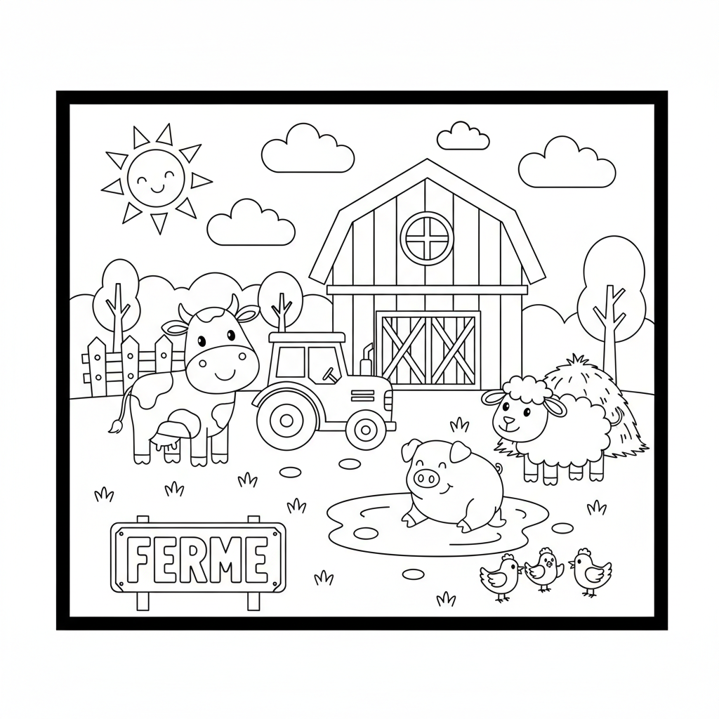 Coloriage Ferme Coloriage Gratuit à Imprimer